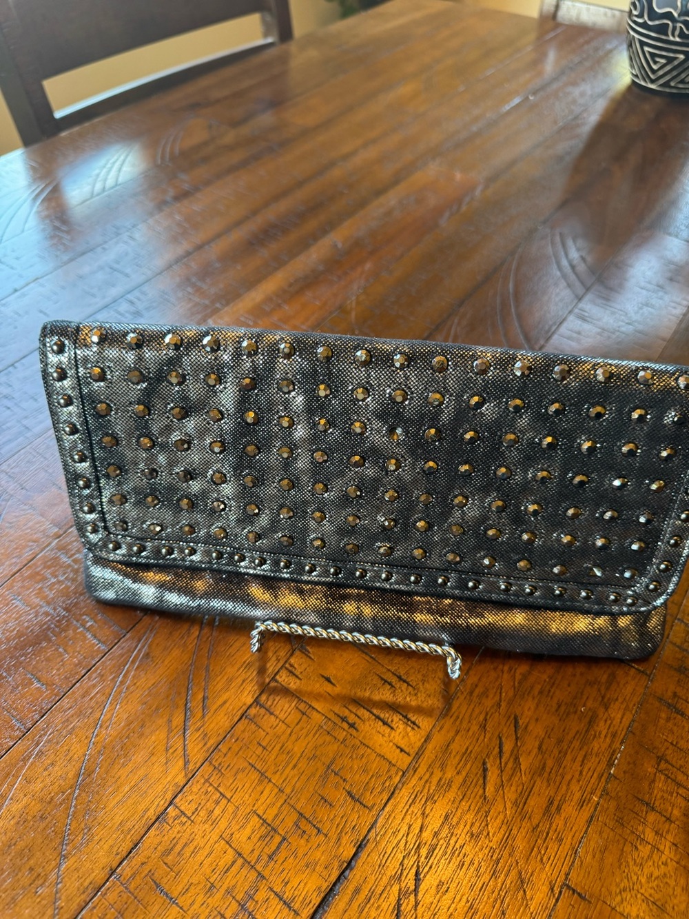 Studded Metallic Black Women’s Clutch